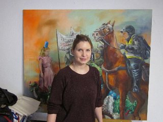 Berittene Polizei und hällisch-fränkisches Landschwein